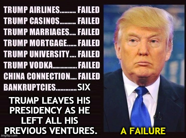 Trump had no right to promise you winning. His business career was one disaster after another. | TRUMP LEAVES HIS 
PRESIDENCY AS HE 
LEFT ALL HIS 
PREVIOUS VENTURES. A FAILURE | image tagged in trump failures before his failed presidency,trump,fail,failure,catastrophe,disaster | made w/ Imgflip meme maker
