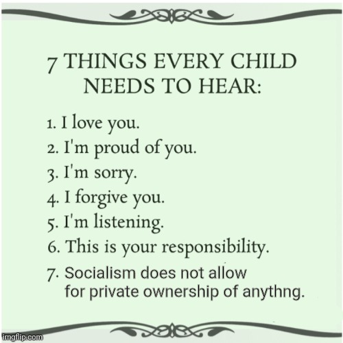 7 Things | Socialism does not allow for private ownership of anythng. | image tagged in 7 things | made w/ Imgflip meme maker