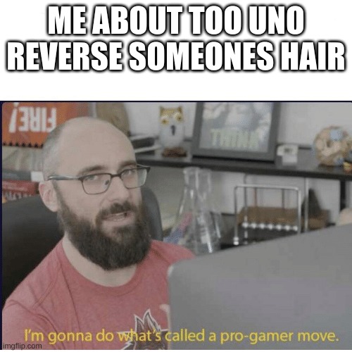 Pro-gamer move | ME ABOUT TOO UNO REVERSE SOMEONES HAIR | image tagged in pro-gamer move | made w/ Imgflip meme maker