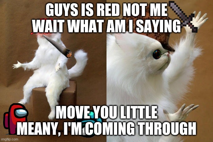 Persian Cat Room Guardian | GUYS IS RED NOT ME
WAIT WHAT AM I SAYING; MOVE YOU LITTLE MEANY, I'M COMING THROUGH | image tagged in memes,persian cat room guardian | made w/ Imgflip meme maker