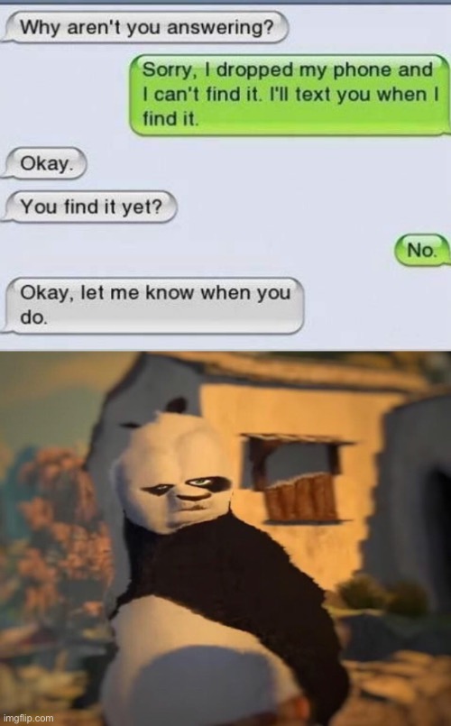 Oof | image tagged in drunk kung fu panda,text messages | made w/ Imgflip meme maker