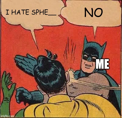 Batman Slapping Robin | I HATE SPHE__; NO; ME | image tagged in memes,batman slapping robin | made w/ Imgflip meme maker