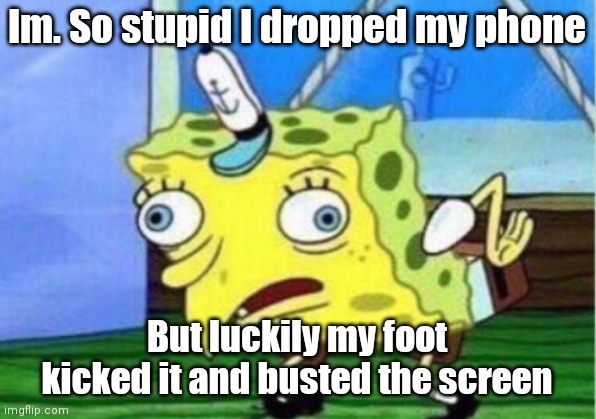 Hi i know someone posted a meme like this but this actually happened to me | Im. So stupid I dropped my phone; But luckily my foot kicked it and busted the screen | image tagged in special kind of stupid | made w/ Imgflip meme maker