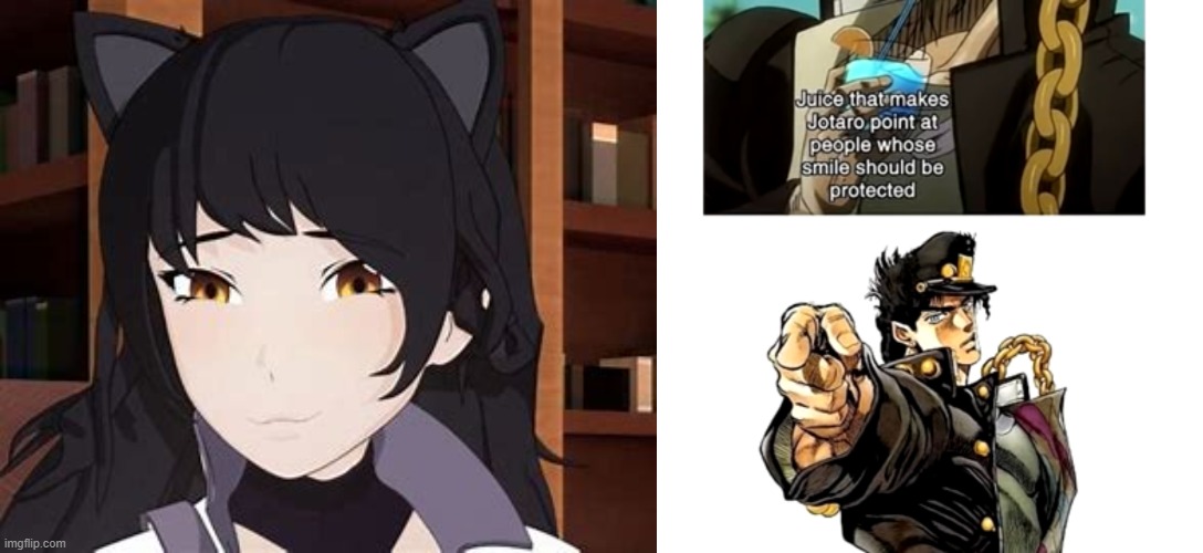 image tagged in protection,rwby,jojo's bizarre adventure | made w/ Imgflip meme maker
