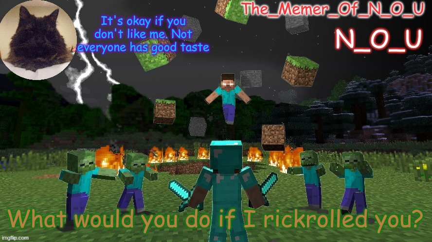 Yeet | What would you do if I rickrolled you? | image tagged in n_o_u,rickroll | made w/ Imgflip meme maker