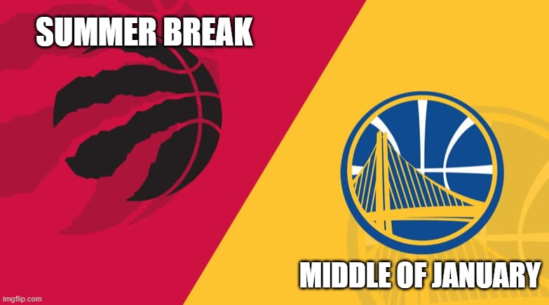 ya | SUMMER BREAK; MIDDLE OF JANUARY | image tagged in basketball | made w/ Imgflip meme maker