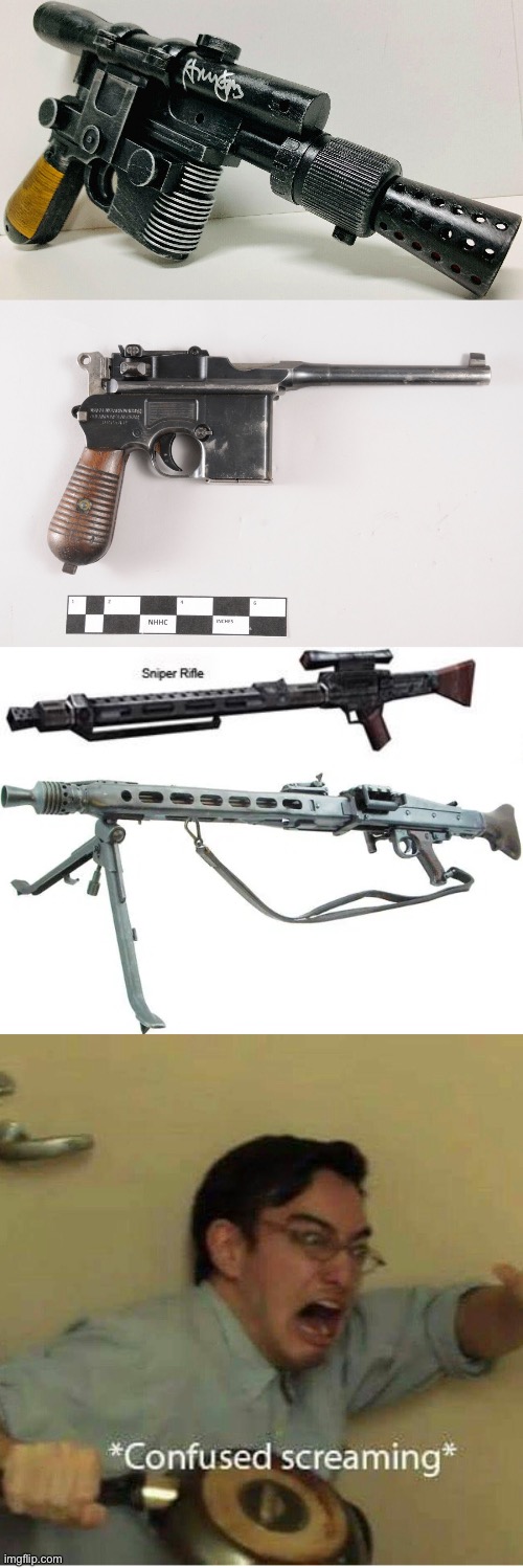 Star Wars guns are from WW2 | image tagged in confused screaming,meme,funny,funny meme,truth,star wars | made w/ Imgflip meme maker