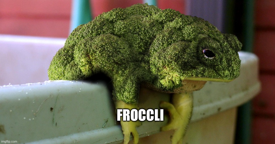 FROCCLI | FROCCLI | image tagged in broccoli,frog | made w/ Imgflip meme maker