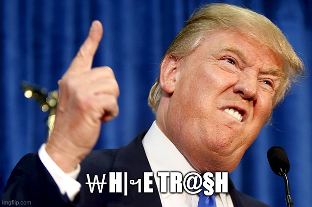 ￦hite Tr@§H | ￦H|ฯE TR@§H | image tagged in deplorable donald,donald trump is an idiot | made w/ Imgflip meme maker
