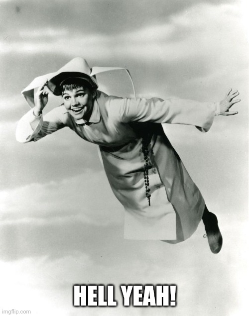The Flying Nun | HELL YEAH! | image tagged in the flying nun | made w/ Imgflip meme maker