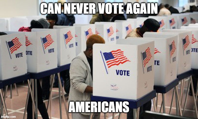 American voters | CAN NEVER VOTE AGAIN AMERICANS | image tagged in american voters | made w/ Imgflip meme maker
