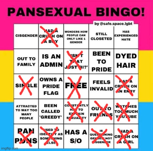 Pansexual Bingo | image tagged in pansexual bingo,pansexual,lgbt,lgbtq | made w/ Imgflip meme maker