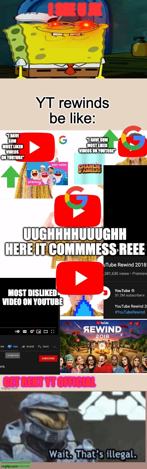 So true, Thank god there was not a 2020 rewind! | I SEE U JK; eeeeeeeeeeeeEEEEEEE AGHHGAHGAHGAHG | image tagged in pineapple pizza,ppap,dank memes,youtube rewind 2018,memes,oh god why | made w/ Imgflip meme maker