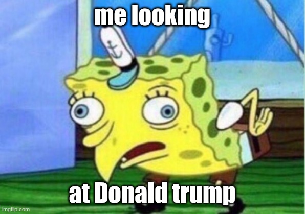 trump | me looking; at Donald trump | image tagged in memes,mocking spongebob | made w/ Imgflip meme maker