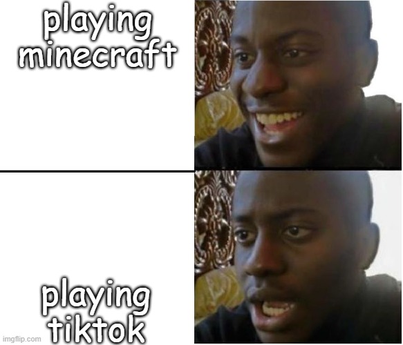 Disappointed Nigerian man | playing minecraft; playing tiktok | image tagged in disappointed nigerian man | made w/ Imgflip meme maker