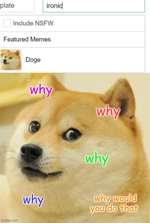 R.I.P doge meme template | why; why; why; why; why would you do that | image tagged in memes,doge | made w/ Imgflip meme maker