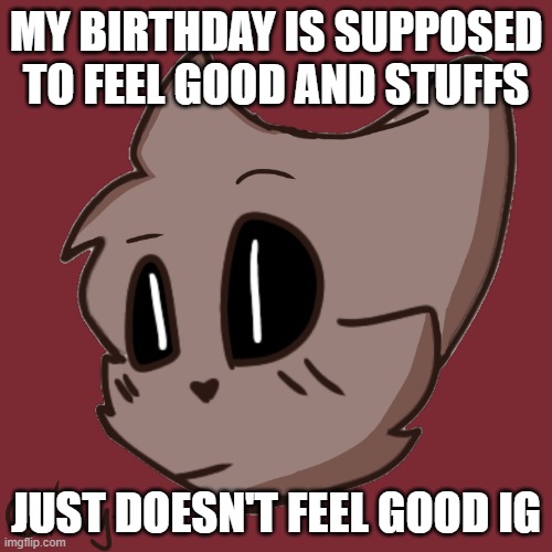 Okay- | MY BIRTHDAY IS SUPPOSED TO FEEL GOOD AND STUFFS; JUST DOESN'T FEEL GOOD IG | image tagged in okay- | made w/ Imgflip meme maker