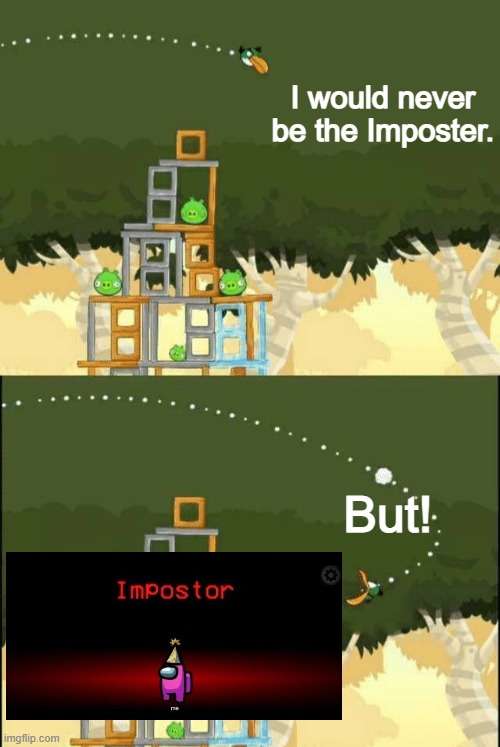 OK. | I would never be the Imposter. But! | image tagged in angry birds hal but,imposter | made w/ Imgflip meme maker