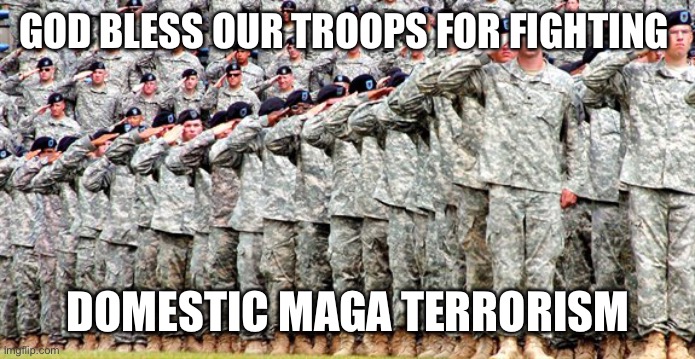GOD BLESS OUR TROOPS FOR FIGHTING DOMESTIC MAGA TERRORISM | made w/ Imgflip meme maker