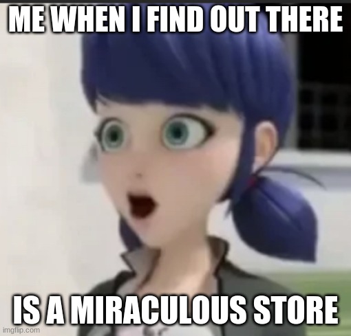 Surprised Marinette Face |  ME WHEN I FIND OUT THERE; IS A MIRACULOUS STORE | image tagged in surprised marinette face | made w/ Imgflip meme maker