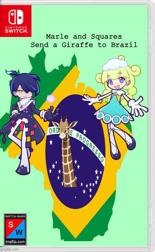 Marle and Squares Send a Giraffe to Brazil | Marle and Squares Send a Giraffe to Brazil | image tagged in switch wars,memes,funny,puyo puyo | made w/ Imgflip meme maker