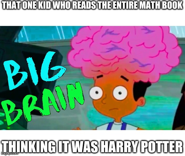 *is large brain* | THAT ONE KID WHO READS THE ENTIRE MATH BOOK; THINKING IT WAS HARRY POTTER | image tagged in yeah this is big brain time,big brain,brain,math,harry potter,kid | made w/ Imgflip meme maker