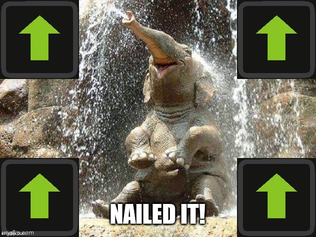 Upvote Elephant | NAILED IT! | image tagged in upvote elephant | made w/ Imgflip meme maker