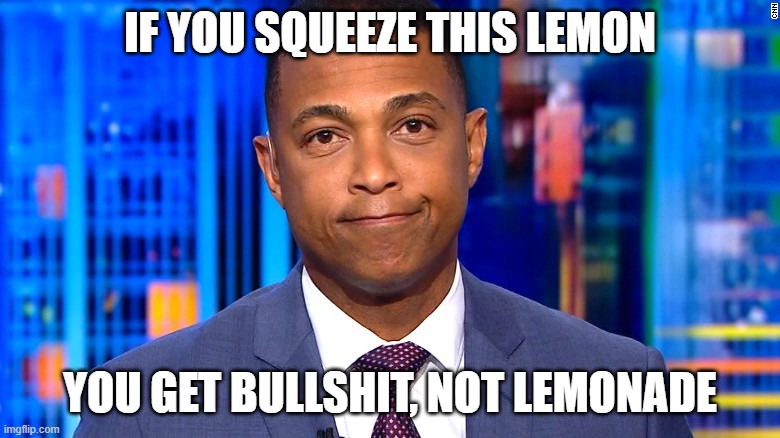 CNN and Don Lemon | IF YOU SQUEEZE THIS LEMON; YOU GET BULLSHIT, NOT LEMONADE | image tagged in don lemon,cnn fake news,lemonade,leftists,breaking news,memes | made w/ Imgflip meme maker