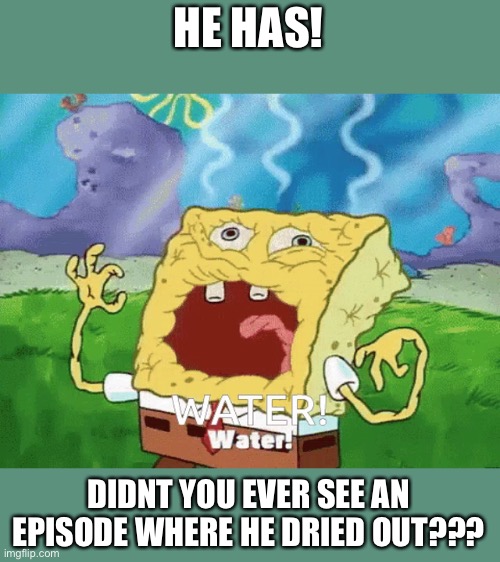 HE HAS! DIDNT YOU EVER SEE AN EPISODE WHERE HE DRIED OUT??? | made w/ Imgflip meme maker