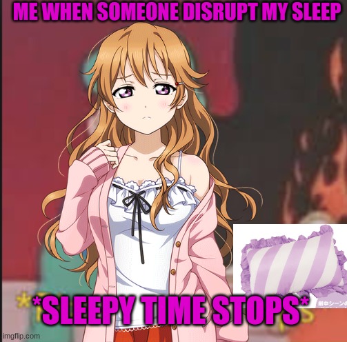 Never disturb me when I'm sleeping! | ME WHEN SOMEONE DISRUPT MY SLEEP; *SLEEPY TIME STOPS* | image tagged in pizza time stops | made w/ Imgflip meme maker