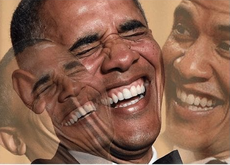 Pres. Obama laughing Blank Meme Template
