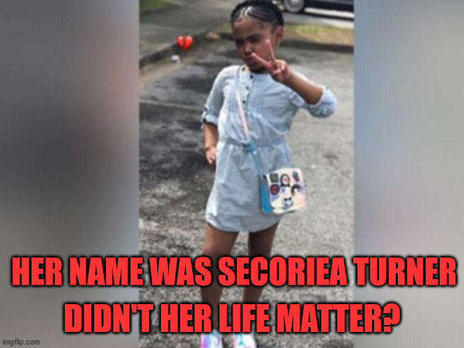 Secoriea Mattered | DIDN'T HER LIFE MATTER? HER NAME WAS SECORIEA TURNER | image tagged in blm,riots,secoriea turner | made w/ Imgflip meme maker