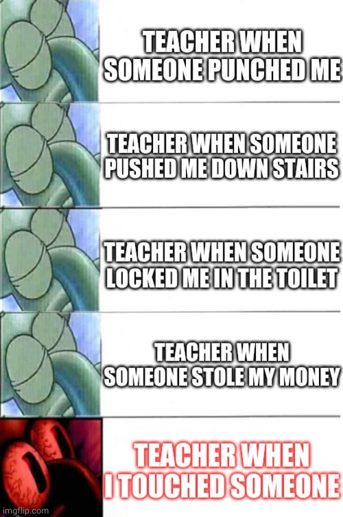 This is school life.... | image tagged in squidward,school,bullying,justice | made w/ Imgflip meme maker