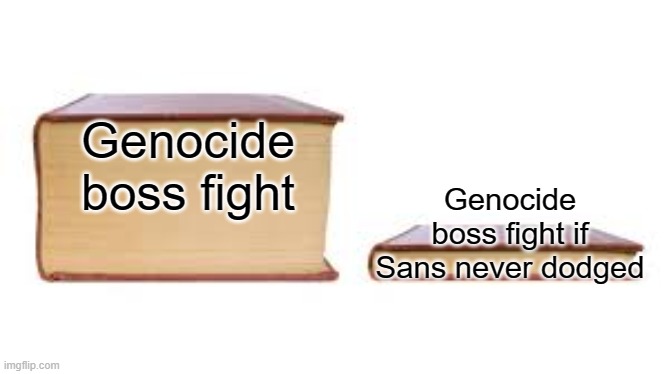 Genocide boos fight would be a lot easier! | Genocide boss fight; Genocide boss fight if Sans never dodged | image tagged in memes,big book small book,sans,undertale,genocide | made w/ Imgflip meme maker