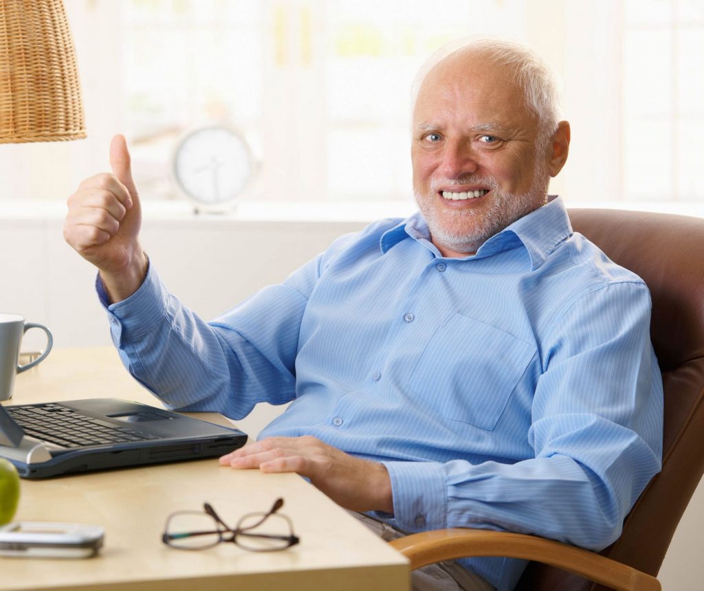High Quality Hide the pain Harold Thumbs-up Blank Meme Template