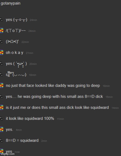 8==D = squiward | made w/ Imgflip meme maker