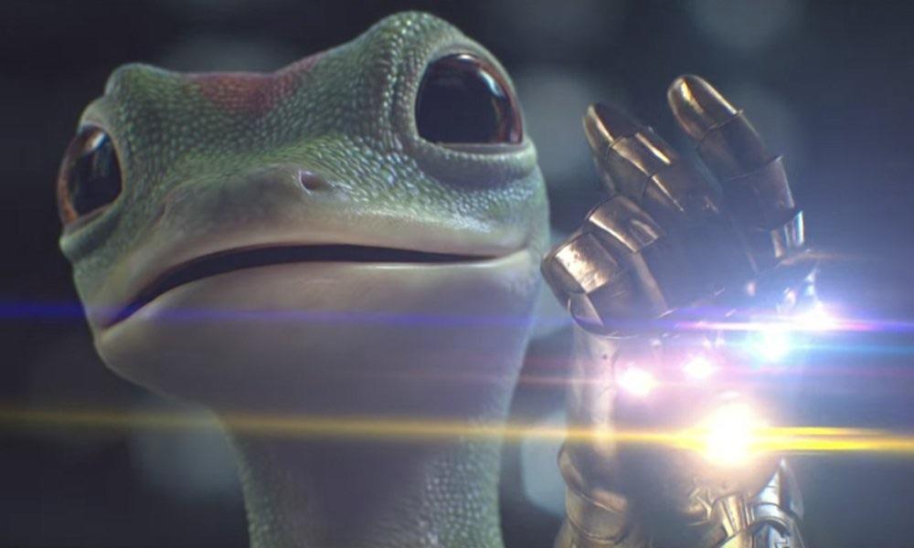 Martin the gecko with infinity gauntlet Blank Meme Template