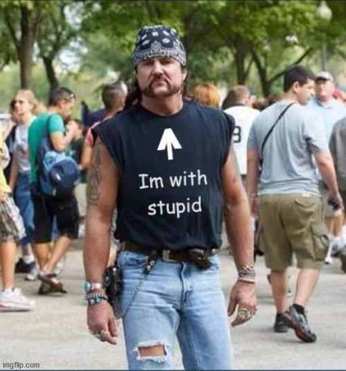 I'm With Stupid Biker Dude | image tagged in i'm with stupid biker dude | made w/ Imgflip meme maker