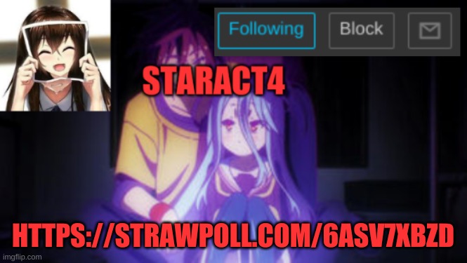 https://strawpoll.com/6asv7xbzd | HTTPS://STRAWPOLL.COM/6ASV7XBZD | image tagged in staract4 announcement template | made w/ Imgflip meme maker