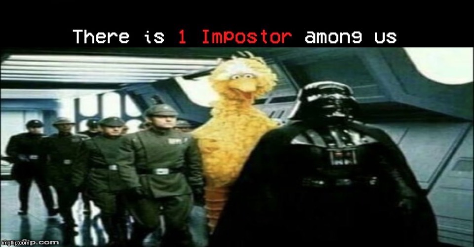 There is one imposter among us... | image tagged in star wars,darth vader,big bird | made w/ Imgflip meme maker