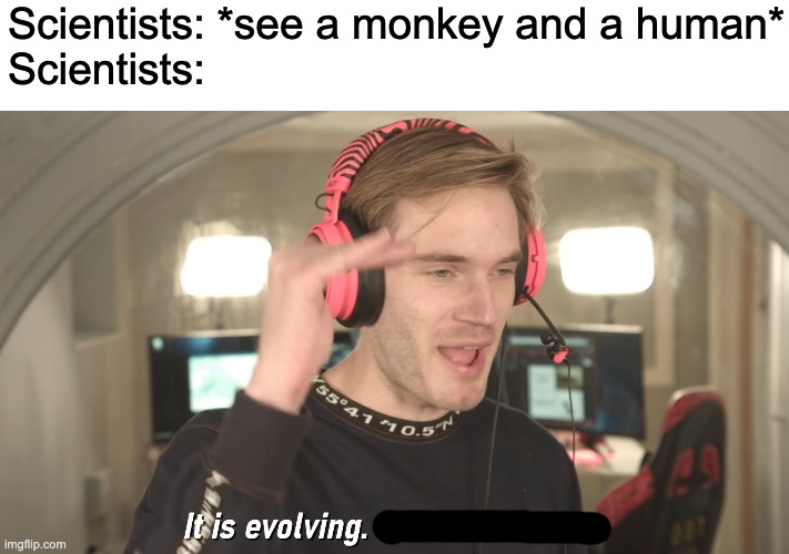 it is evolving | Scientists: *see a monkey and a human*
Scientists: | image tagged in its evolving just backwards | made w/ Imgflip meme maker