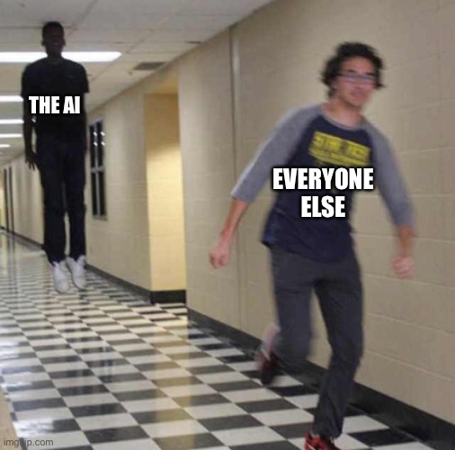 THE AI EVERYONE ELSE | image tagged in floating boy chasing running boy | made w/ Imgflip meme maker