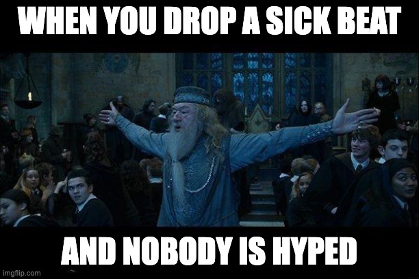 Dumbledore | WHEN YOU DROP A SICK BEAT; AND NOBODY IS HYPED | image tagged in dumbledore | made w/ Imgflip meme maker