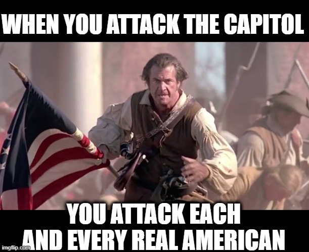 The Patriot | WHEN YOU ATTACK THE CAPITOL; YOU ATTACK EACH AND EVERY REAL AMERICAN | image tagged in the patriot,treason,politics,lock him up,maga,traitor | made w/ Imgflip meme maker