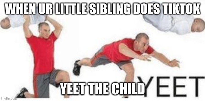 yeet baby | WHEN UR LITTLE SIBLING DOES TIKTOK; YEET THE CHILD | image tagged in yeet baby | made w/ Imgflip meme maker