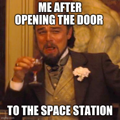 Laughing Leo Meme | ME AFTER OPENING THE DOOR; TO THE SPACE STATION | image tagged in memes,laughing leo | made w/ Imgflip meme maker