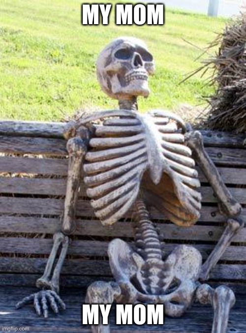 Waiting Skeleton Meme | MY MOM; MY MOM | image tagged in memes,waiting skeleton | made w/ Imgflip meme maker