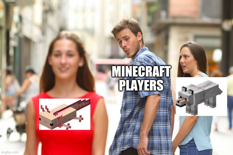 Distracted Boyfriend Meme | MINECRAFT PLAYERS | image tagged in memes,distracted boyfriend | made w/ Imgflip meme maker