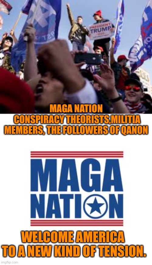 Trump-cultists be like bedbugs. Once they've settled in, 'it' becomes an infestation. | MAGA NATION 
CONSPIRACY THEORISTS,MILITIA MEMBERS, THE FOLLOWERS OF QANON; WELCOME AMERICA 
TO A NEW KIND OF TENSION. | image tagged in donald trump,maga,trump impeachment,president,lies,propaganda | made w/ Imgflip meme maker