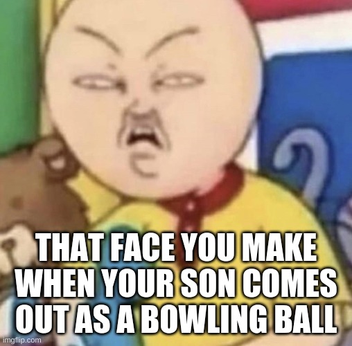 put it
 back in | THAT FACE YOU MAKE WHEN YOUR SON COMES OUT AS A BOWLING BALL | image tagged in cailou | made w/ Imgflip meme maker